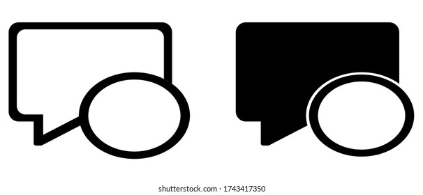 Iconos de comentarios en cuatro versiones diferentes en un diseño plano