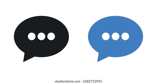 Comment icons set vectors black and colored style
