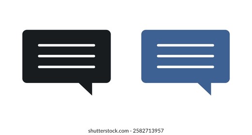 Comment icons set vectors black and colored style