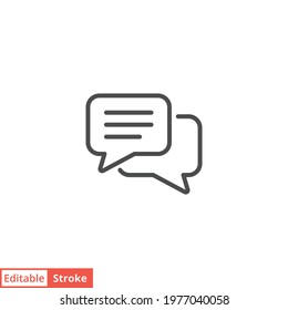 Comment line icon. Simple outline style. Bubble speech, message, dialogue, forum dialog, chat button, conversation, web discussion concept. Vector symbol illustration isolated. Editable stroke EPS 10.