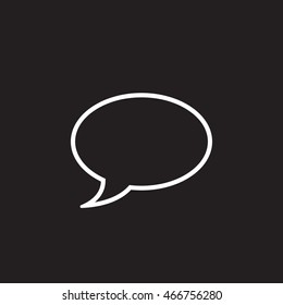 comment line icon, speech bubble outline vector logo illustration, linear pictogram isolated on black