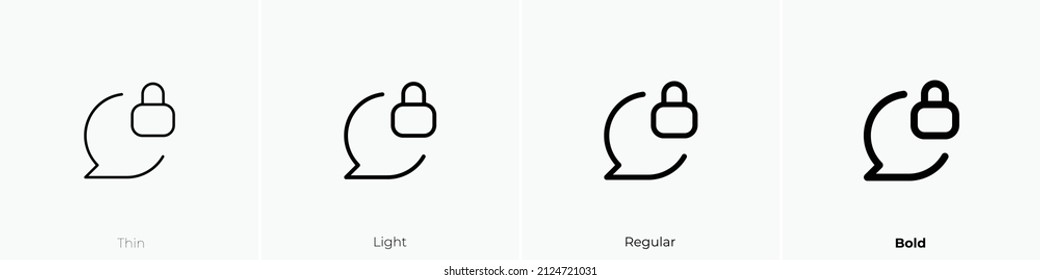 comment lock icon. Thin, Light Regular And Bold style design isolated on white background