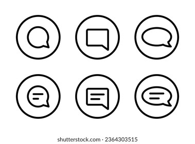 Comment, message, chat icon vector in circle line. Speech bubble sign symbol