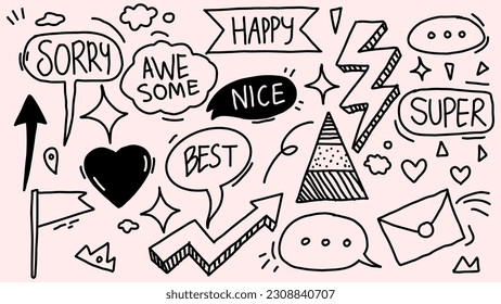 comment and message line art vector doodle hand drawn