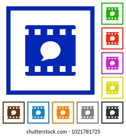 Comment movie flat color icons in square frames on white background
