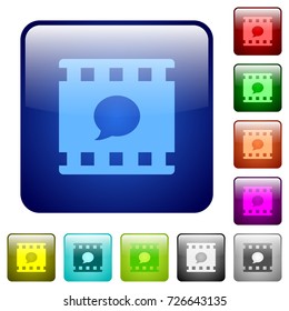 Comment movie icons in rounded square color glossy button set