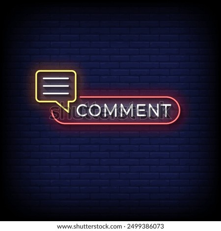 comment neon sign vector with brick wall background