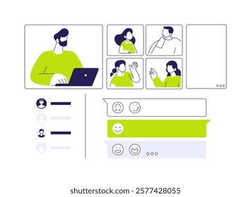 Comment on work abstract concept vector illustration. Chat with a student using teaching software, online learning chat, virtual classrooms, video conferencing, degree programs abstract metaphor.