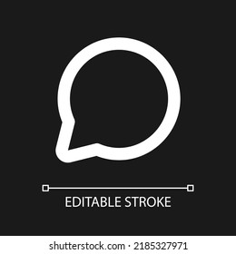 Comment pixel perfect white linear ui icon for dark theme. Reply to social media post. Message. Vector line pictogram. Isolated user interface symbol for night mode. Editable stroke. Arial font used