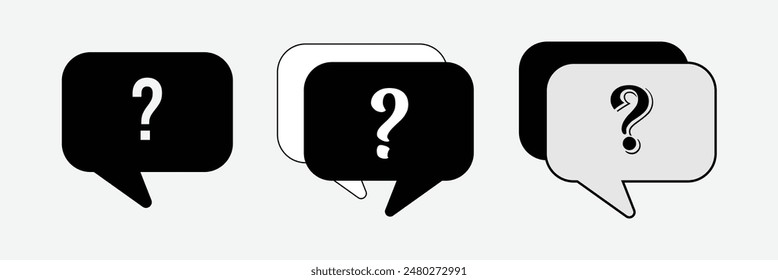 Comment question icon. Chat question icon set. Answer, comment, FAQ, ask or request. Question icon. Eps 10.