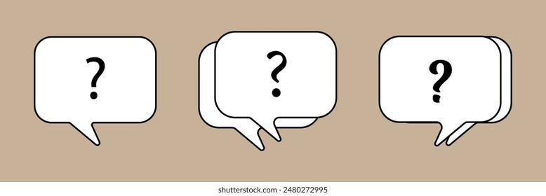 Comment question icon. Chat question icon set. Answer, comment, FAQ, ask or request. Question icon. Eps 10.