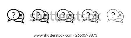 Comment question icon graphic set. trendy stroke line style