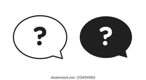 Icono de pregunta de comentario con versiones de línea y silueta.