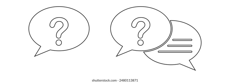 Comment question icon set. Question and answer pictogram. inquire bubble. Ask or request icon. Frequently asked questions icon in black color.