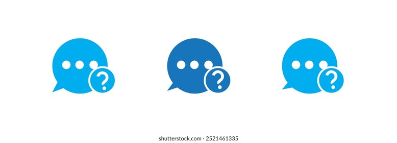Comment question icon set. Question and answer pictogram. inquire bubble. Ask or request icon.