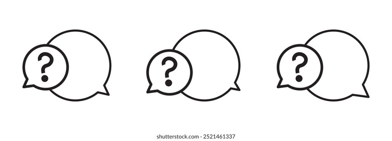 Comment question icon set. Question and answer pictogram. inquire bubble. Ask or request icon.
