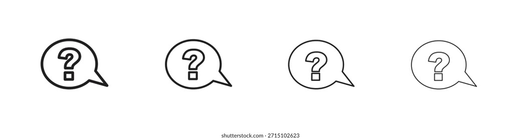 Conjunto de iconos de pregunta de comentario. Una colección de simples iconos negros de trazos finos