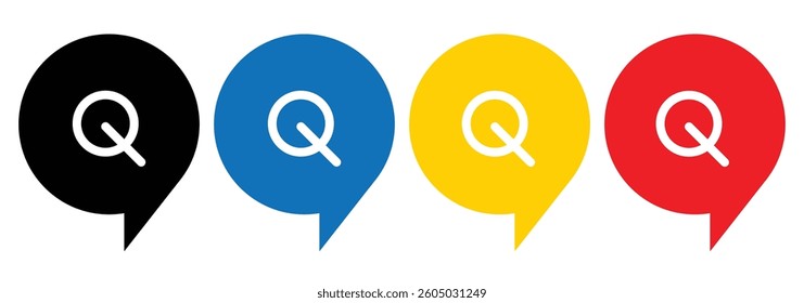 Comment question icon set. Discussion speech bubble vector on isolated white background. Set related to question marks. Vector illustrator
