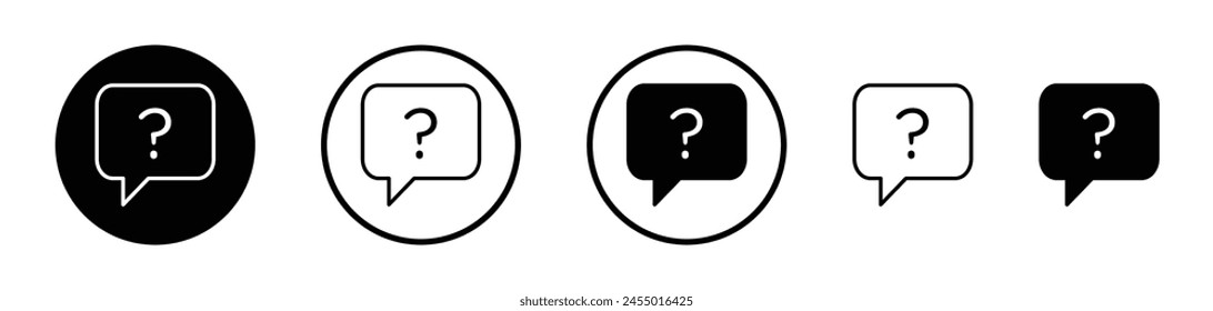 Comment Question Icon Set. FAQ and Inquiry Symbols for Communication.
