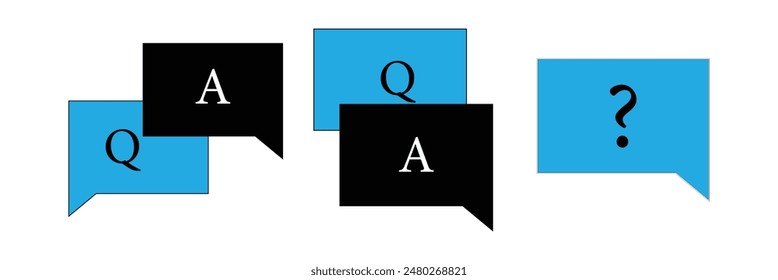 Comment question icon. Set of message box with question mark icons. Help symbol, question mark. Vector illustration.