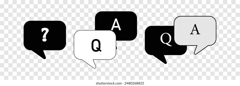 Comment question icon. Set of message box with question mark icons. Help symbol, question mark. Vector illustration.