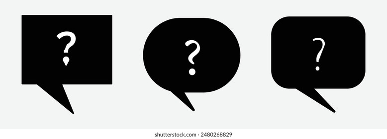 Comment question icon. Set of message box with question mark icons. Help symbol, question mark. Vector illustration.