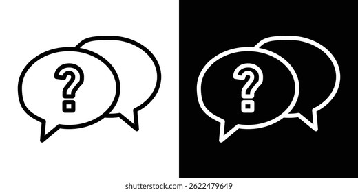 Ícone de pergunta do comentário forma gráfico simples clipart símbolo. linha fina contorno arte