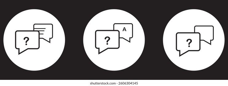 Comment question icons in black and green colors collection Design EPS 10 