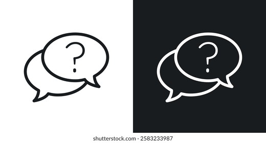 Comment question icons in black and white liner strokes for web design.