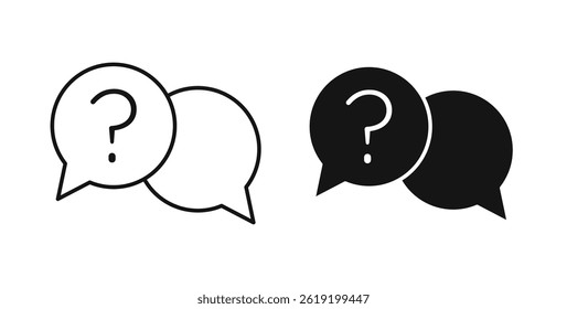 Iconos de la pregunta del comentario fijados en colores negros sobre fondo blanco