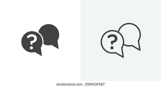 Comment question icons vectors illustrations in black fill and liner versions
