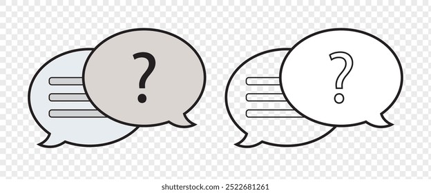 Comment question line icon set. faq line icon. question and answer pictogram. inquire bubble. ask or request sign. frequently asked questions icon for Ui designs.