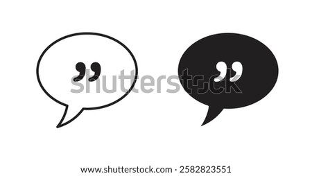 Comment quote filled and outlined icons vectors on white background