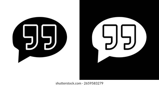 Kommentar Zitatsymbol in flach schwarz massiv Vektorsatz