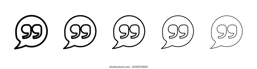 Comment quote icon graphic set. trendy stroke line style