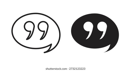 Icono de cita de comentario. Ilustración vectorial, plano y carrera