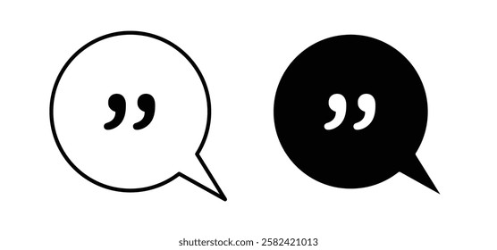 Comment quote icons pack vectors in black flat and strokes