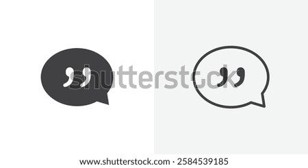 Comment quote icons vectors illustrations in black fill and liner versions