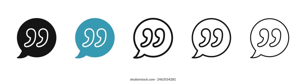 Comment quote line icon set. definition or description vector symbol. feedback dialog bubble sign. speech text balloon icon for UI designs.