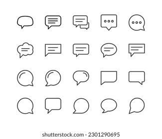 comment related line icons. Vector linear object set. 24x24 Pixel Perfect with editable stroke
