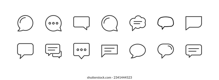 comment related line icons. Vector linear object set. 24x24 Pixel Perfect with editable stroke