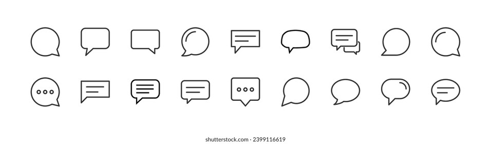 comment related line icons. Vector linear object set. 24x24 Pixel Perfect with editable stroke