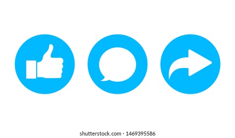 Comment, share, like button icon. Post click symbol for social media.Comment button, like icon, share symbol in flat style. vector illustration