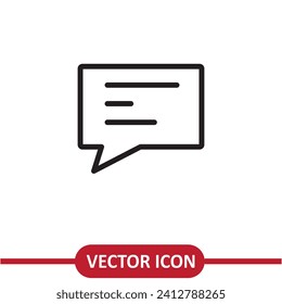 Comment sign icon, Message outline vector icon, Chat icon vector flat illustration on white background..eps