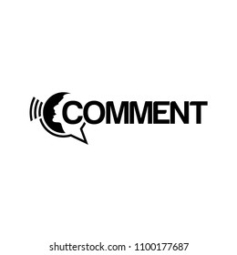 Comment with sign of people talking on the white background. Flat vector illustration.