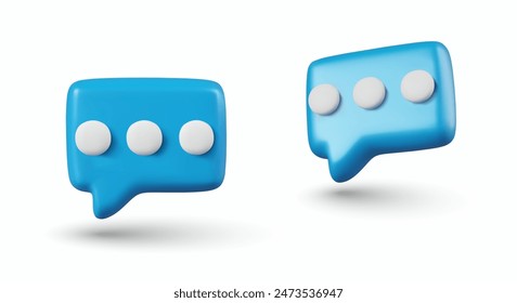 Signo de comentario con tres puntos en estilo 3D. Nuevo icono de mensaje