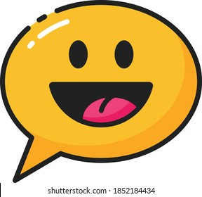 Comment With Smiling Emoji Filled Outline Icon
