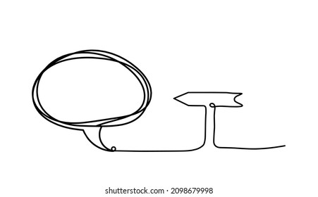 Comment space with arrow year as line drawing on white background. Vector