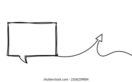 Comment space with arrow year as line drawing on white background. Vector. Vector