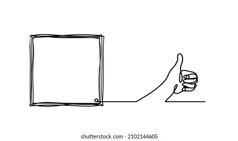 Comment space with hand as line drawing on white background. Vector